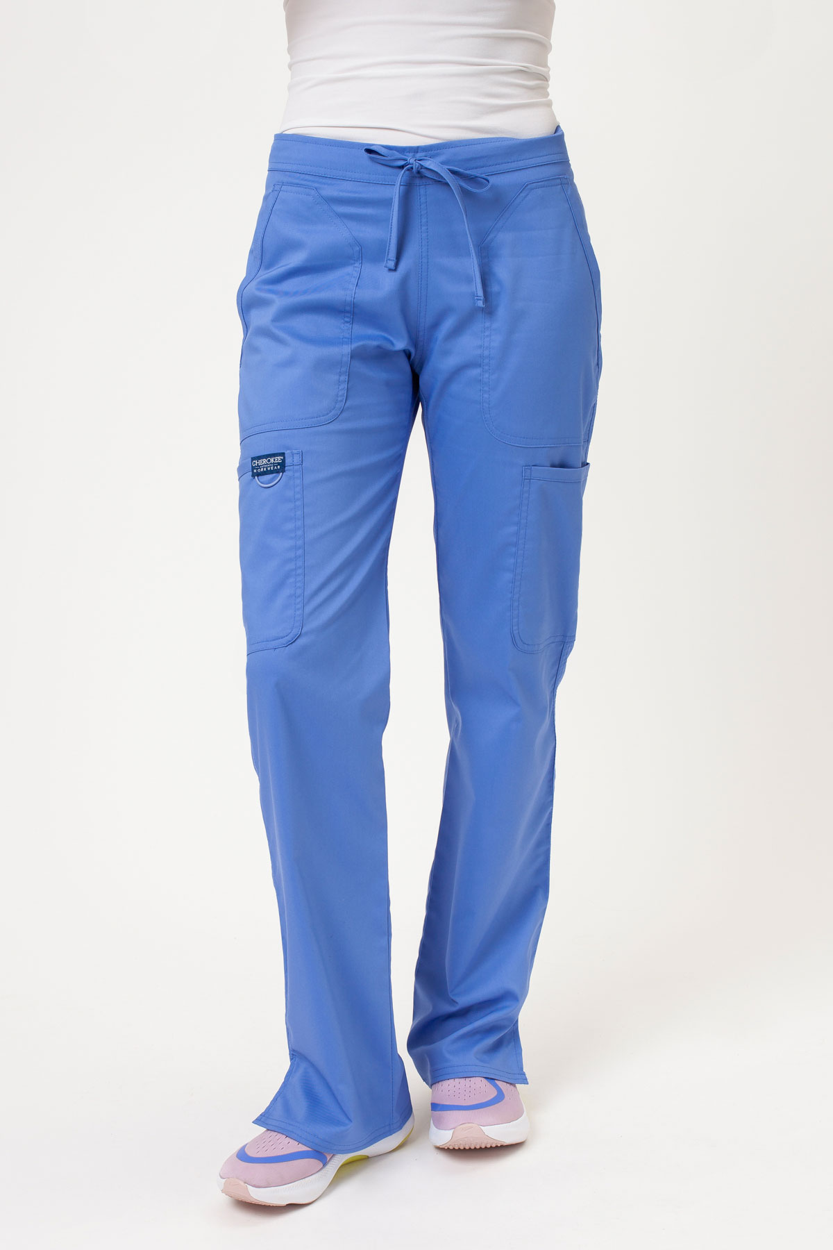 Women's Cherokee Revolution Flare Leg scrub trousers ceil blue