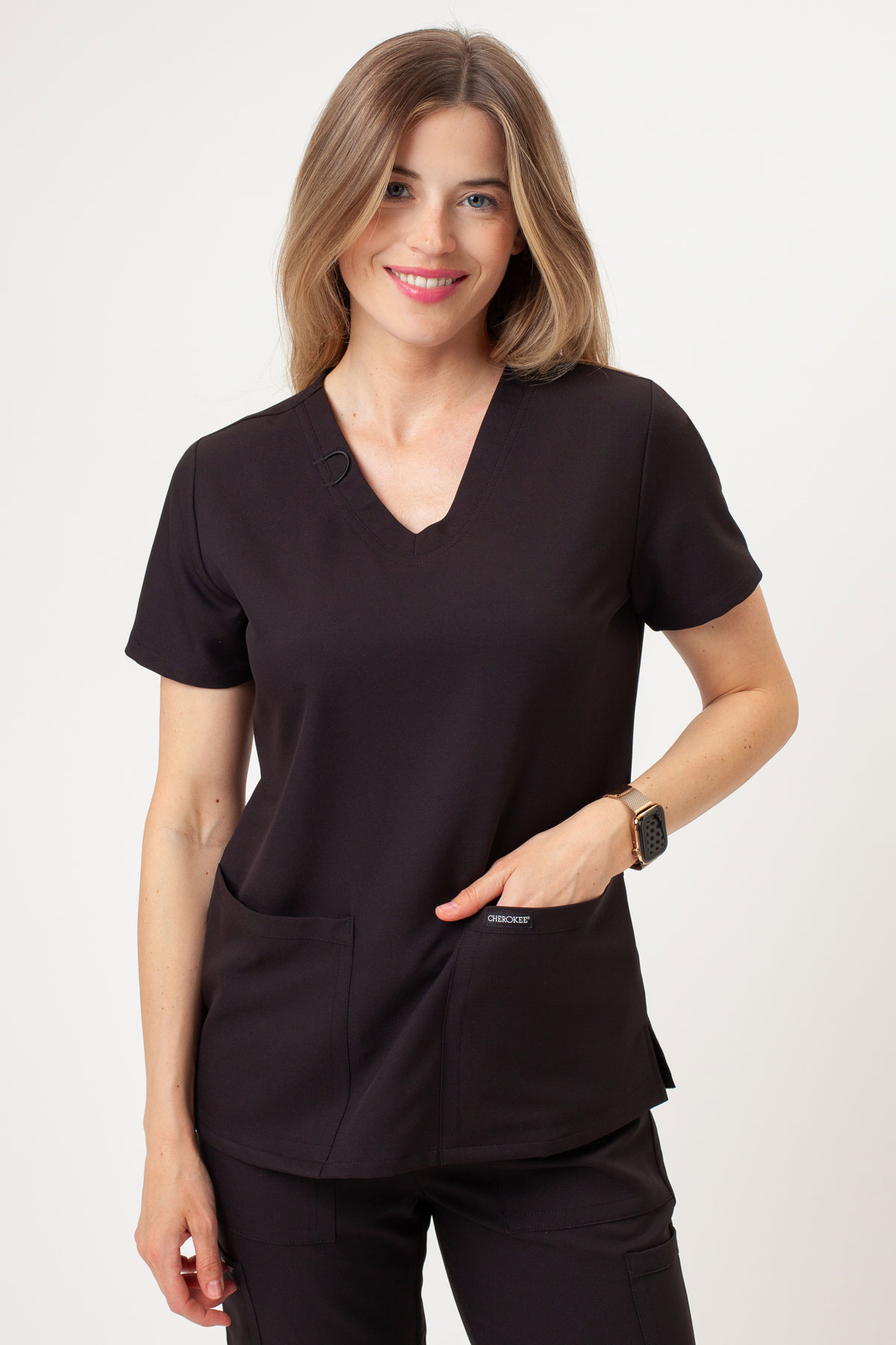 Women's Cherokee Ultra V-neck scrub top black