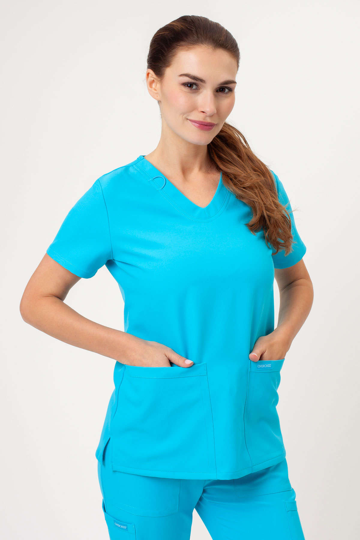Women's Cherokee Ultra V-neck scrub top turquoise