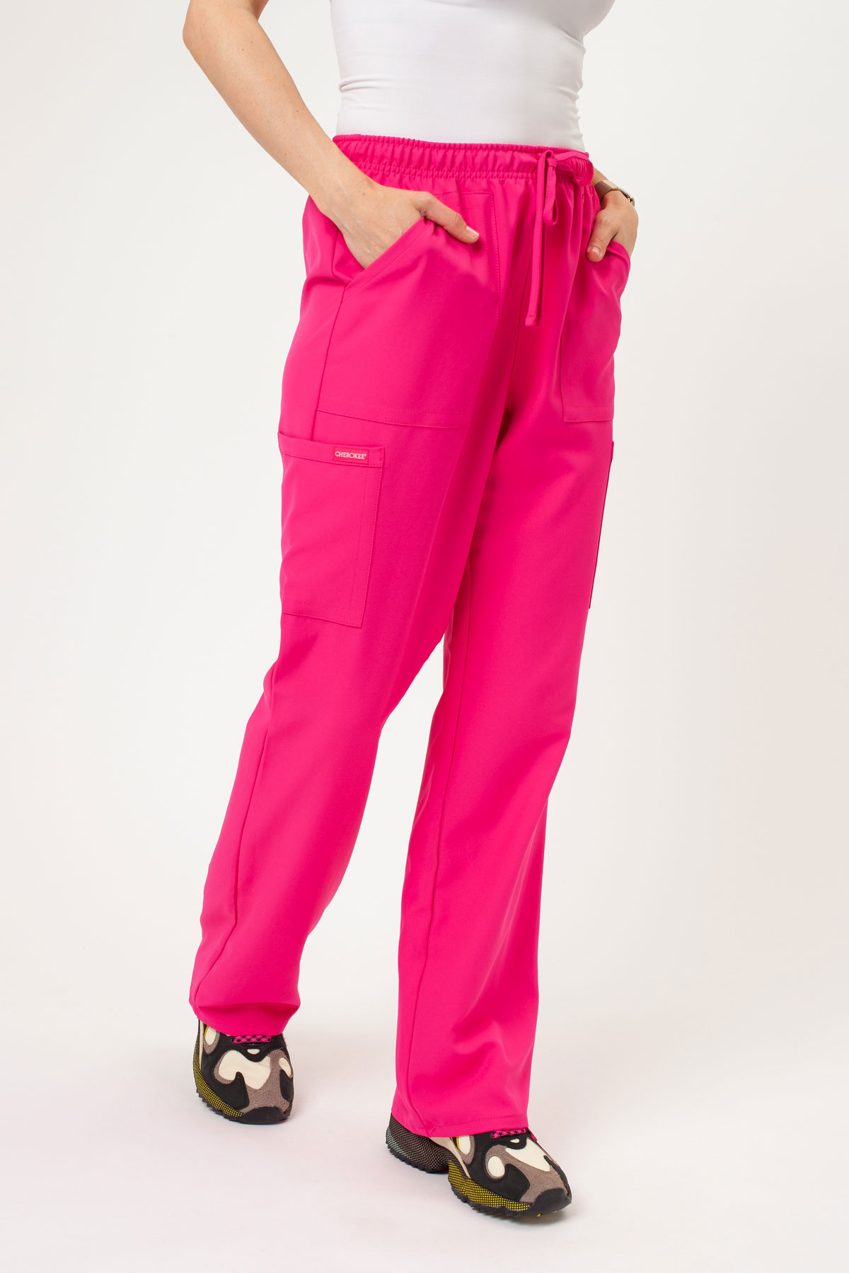 Women's Cherokee Ultra Cargo scrub trousers shocking pink