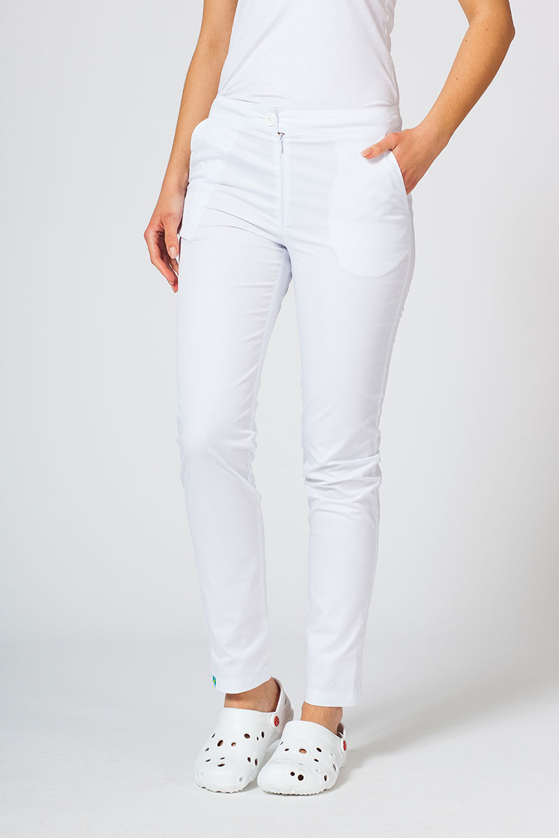 Women's Sunrise Uniforms Slim (elastic) scrub trousers white