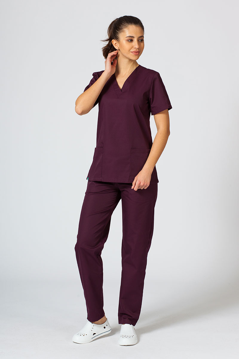 Women’s Sunrise Uniforms Basic Classic scrubs set (Light top, Regular trousers) burgundy