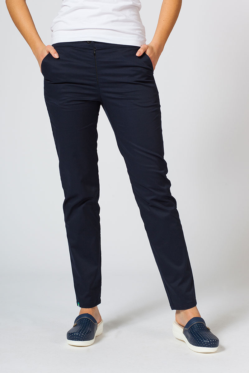 Women's Sunrise Uniforms Slim (elastic) scrub trousers true navy
