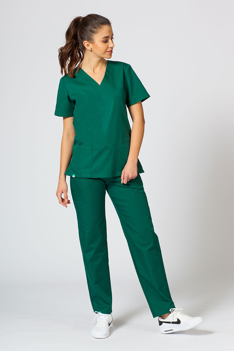 Women’s Sunrise Uniforms Basic Classic scrubs set (Light top, Regular trousers) bottle green