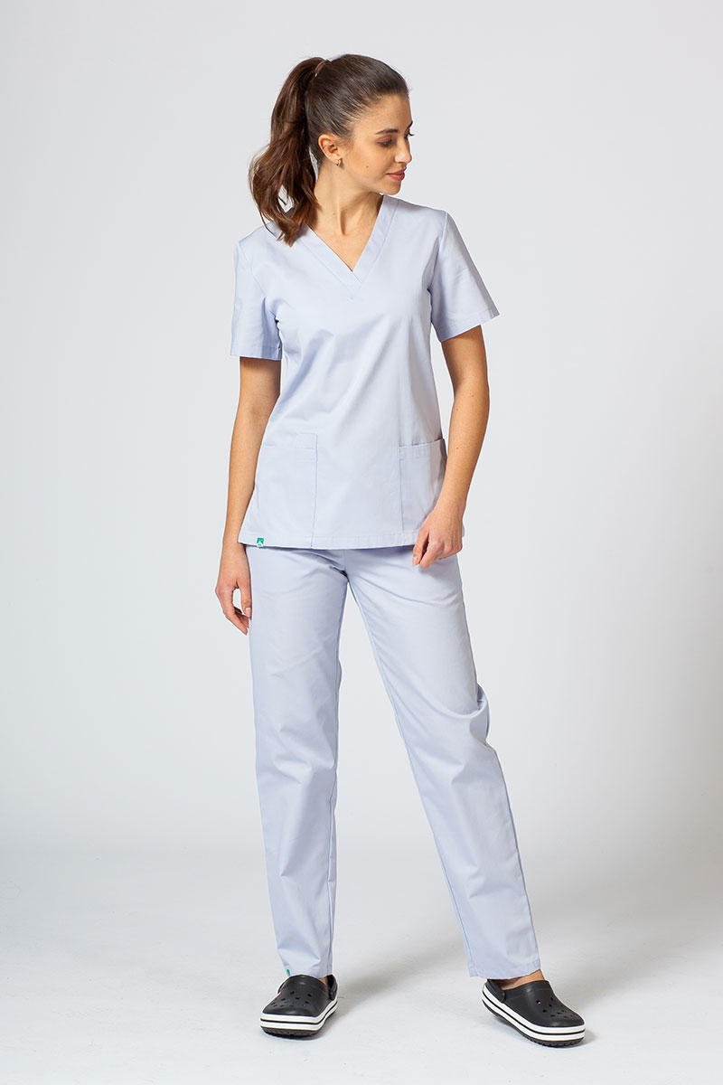 Women’s Sunrise Uniforms Basic Classic scrubs set (Light top, Regular trousers) quiet gray