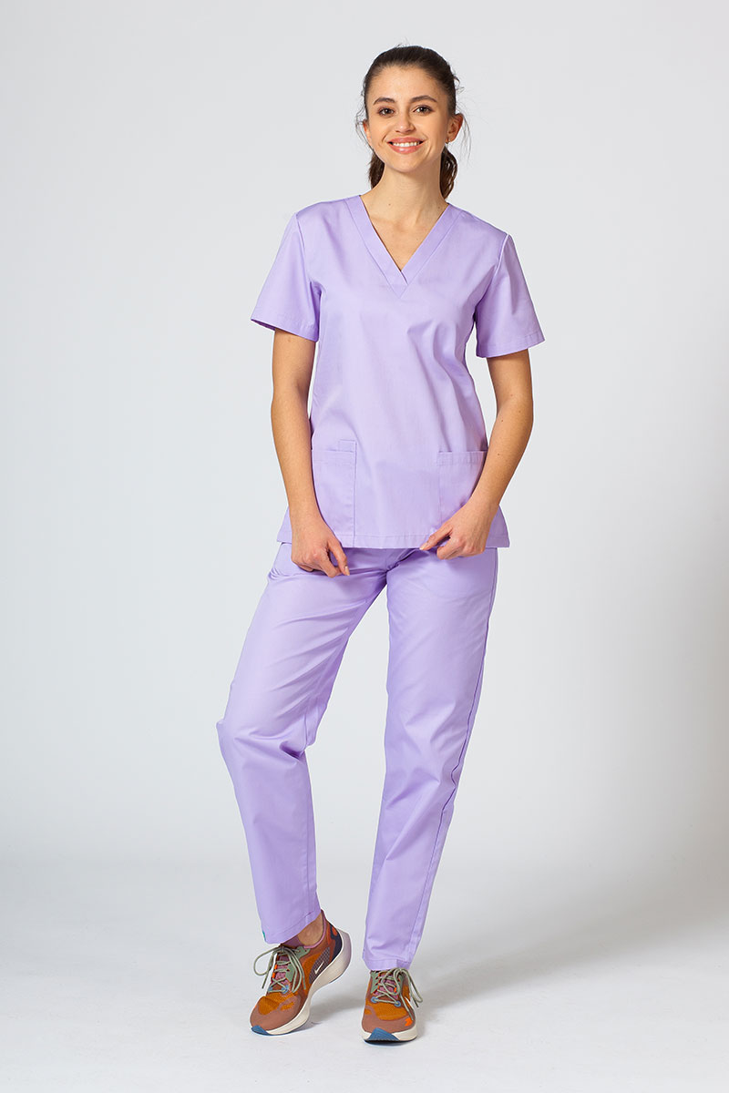 Women’s Sunrise Uniforms Basic Classic scrubs set (Light top, Regular trousers) lavender
