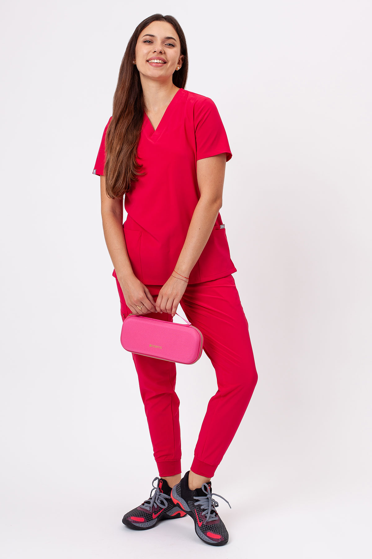 Women's Sunrise Move Go scrub set raspberry