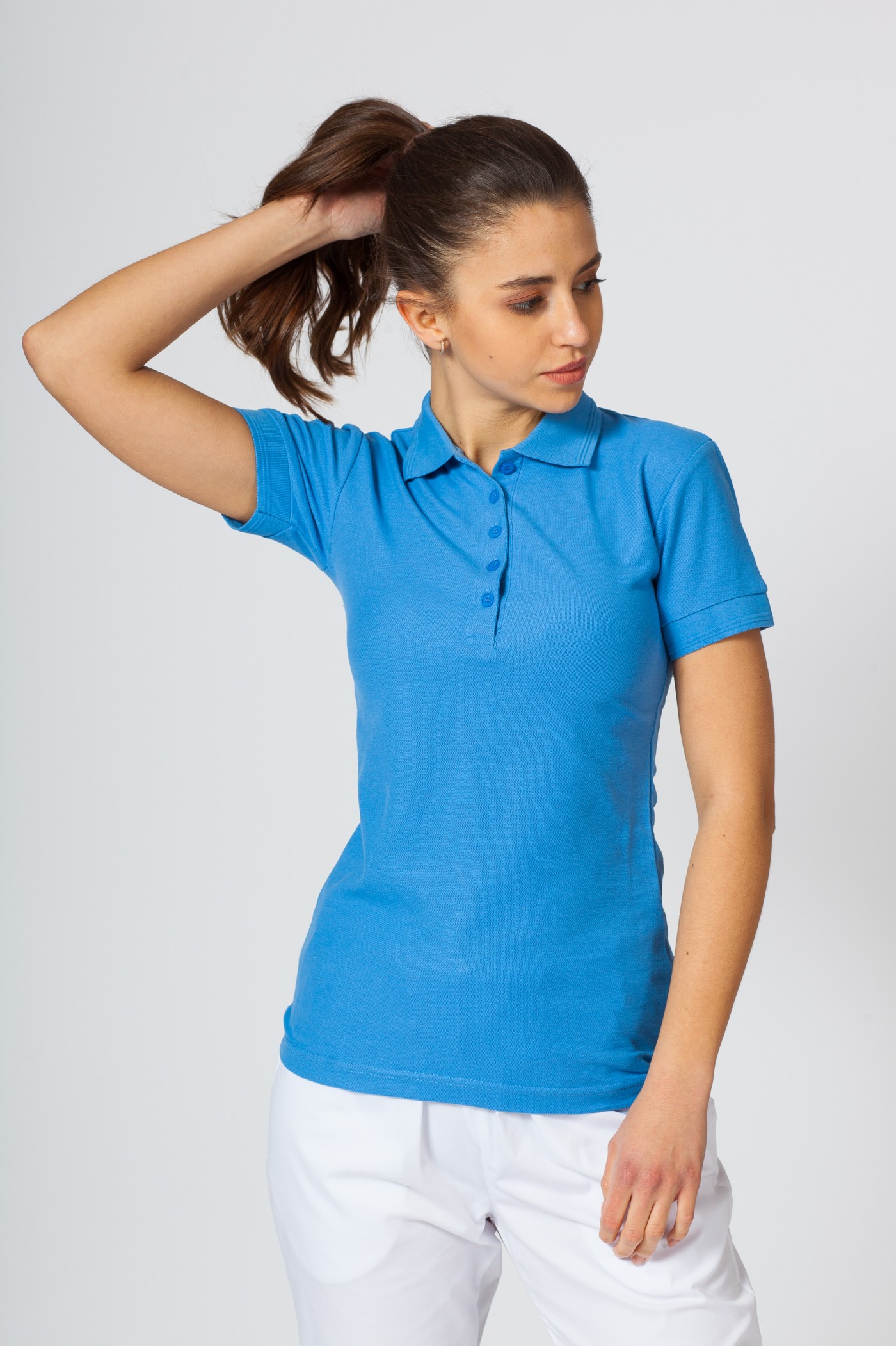 Women’s Malfini Pique polo shirt azure blue