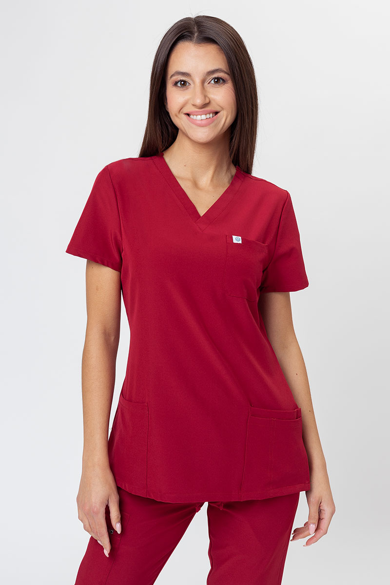 Track Figs Catarina One-Pocket Scrub Top - Burgundy - XL - Regular at