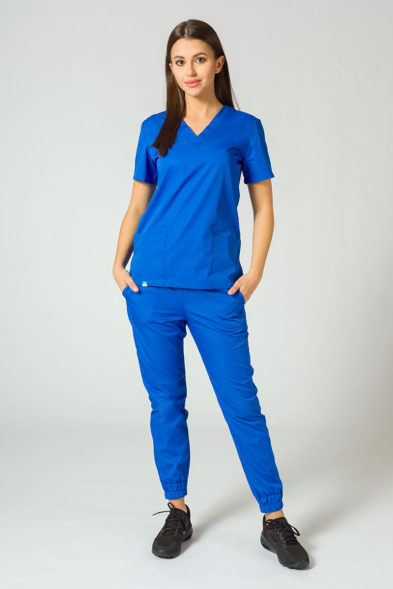 Women's Sunrise Uniforms Basic Jogger scrubs set (Light top, Easy trousers) royal blue