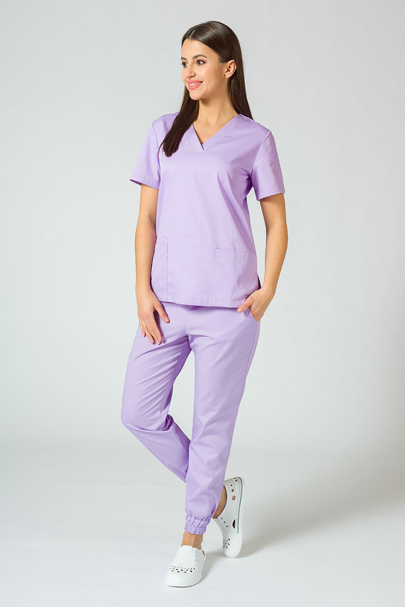 Women's Sunrise Uniforms Basic Jogger scrubs set (Light top, Easy trousers) lavender