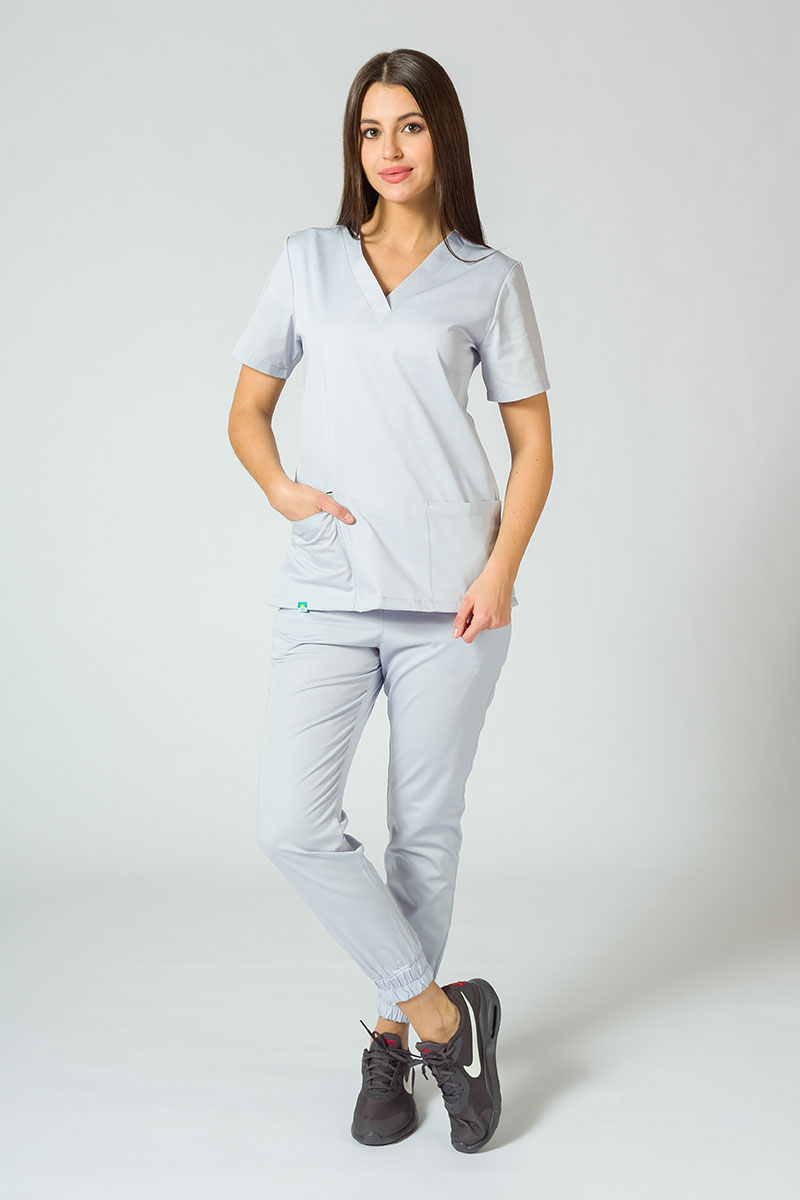 Women's Sunrise Uniforms Basic Jogger scrubs set (Light top, Easy trousers) quiet grey