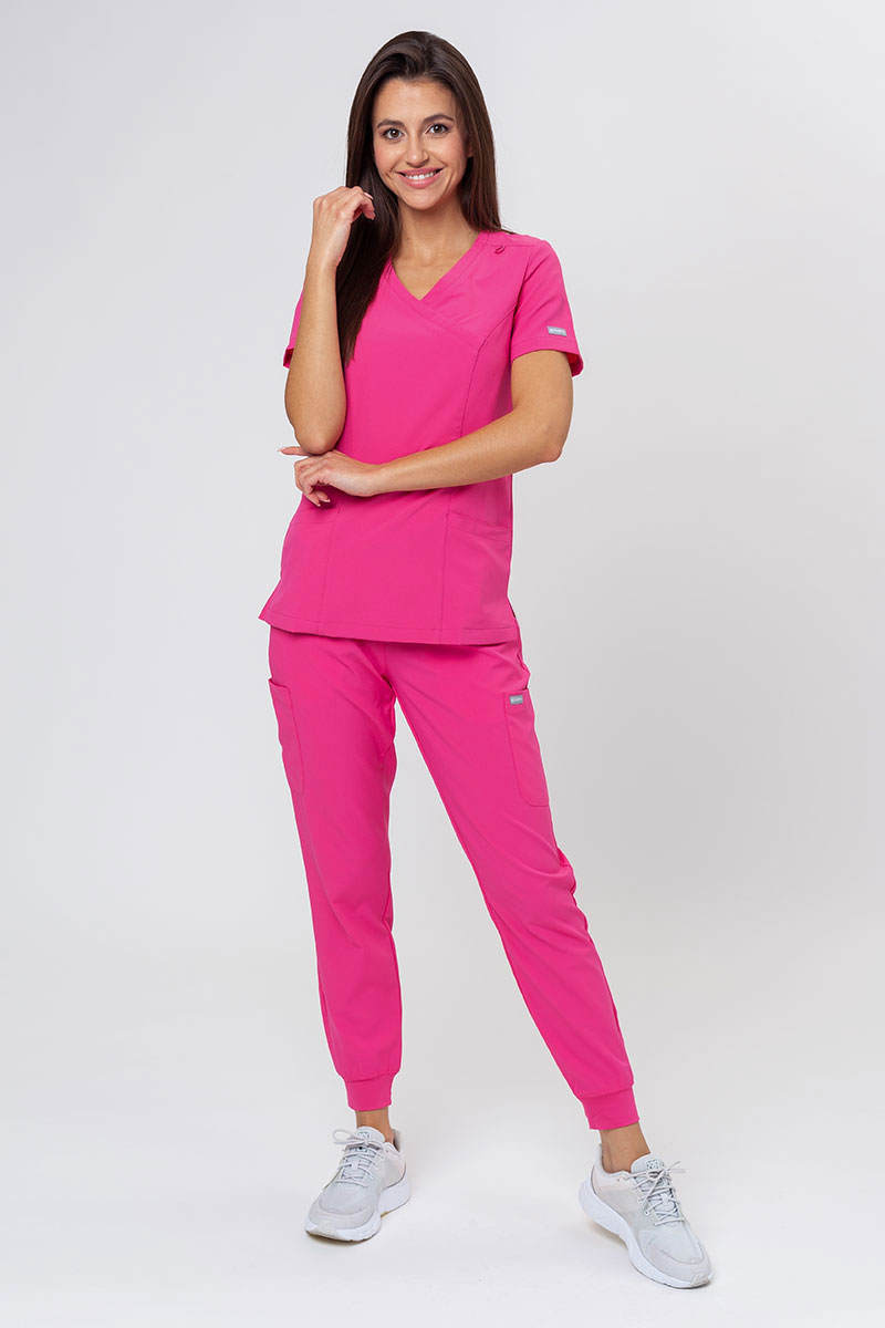Women's Maevn Momentum scrubs set (Asymetric top, Jogger trousers) hot pink