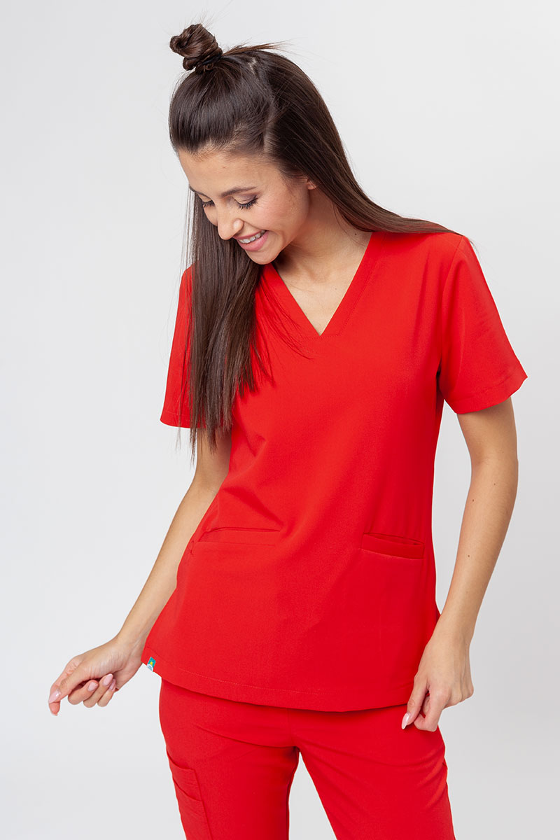 Women’s Sunrise Uniforms Premium Joy scrub top juicy red