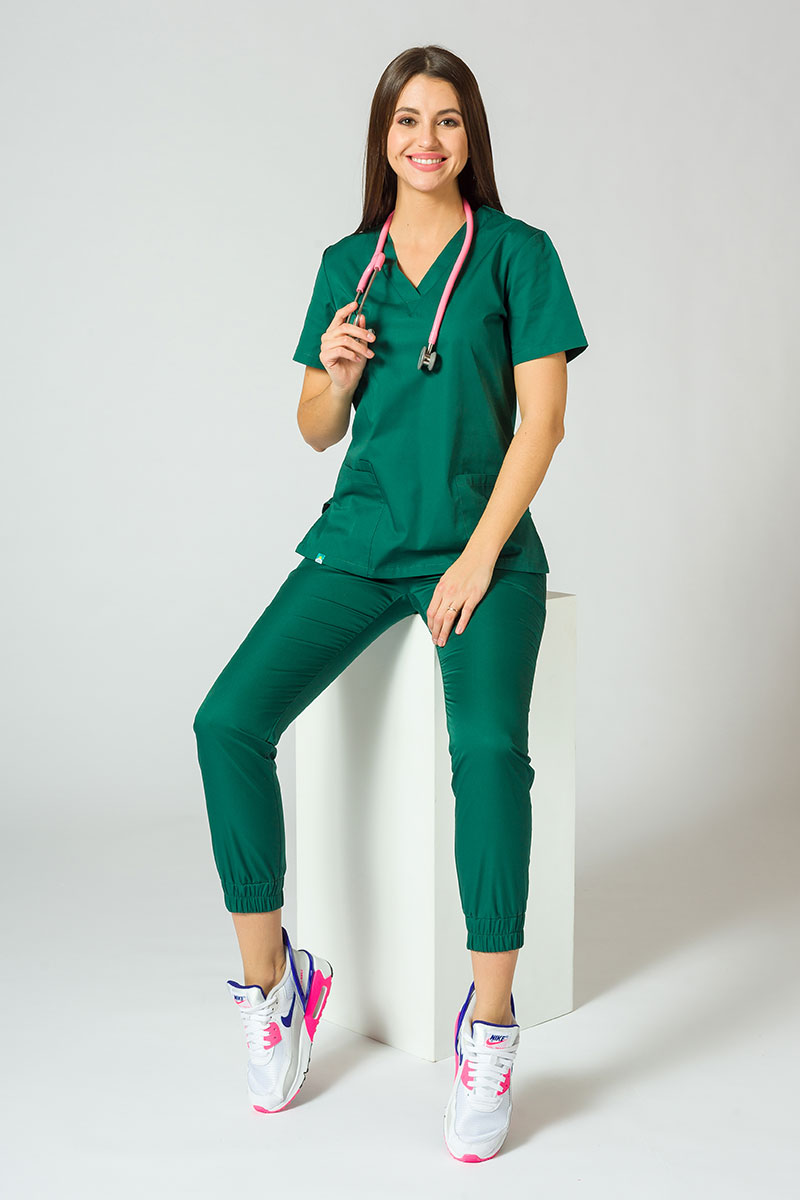 Women's Sunrise Uniforms Basic Jogger scrubs set (Light top, Easy trousers) bootle green
