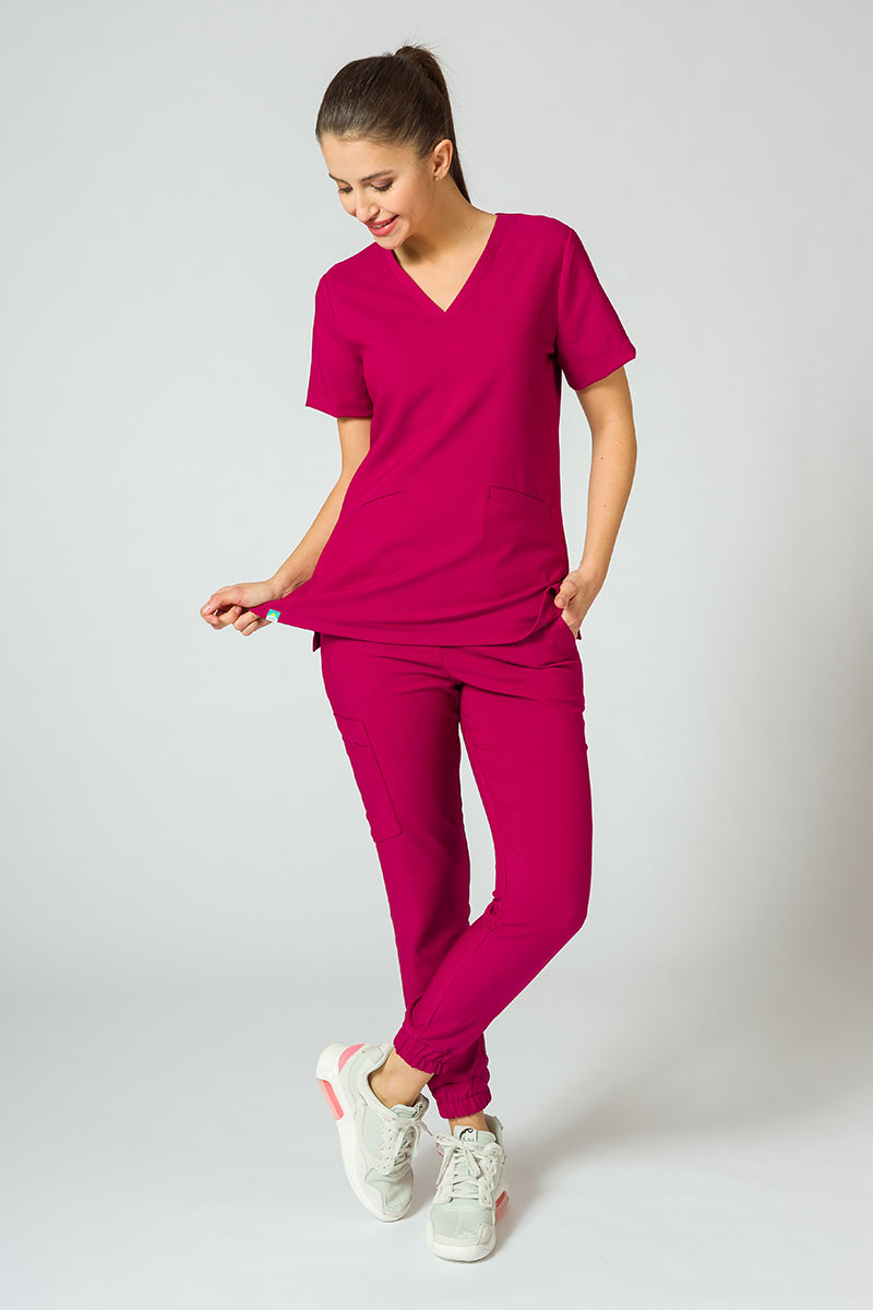 Women's Sunrise Uniforms Premium scrubs set (Joy top, Chill trousers) plum