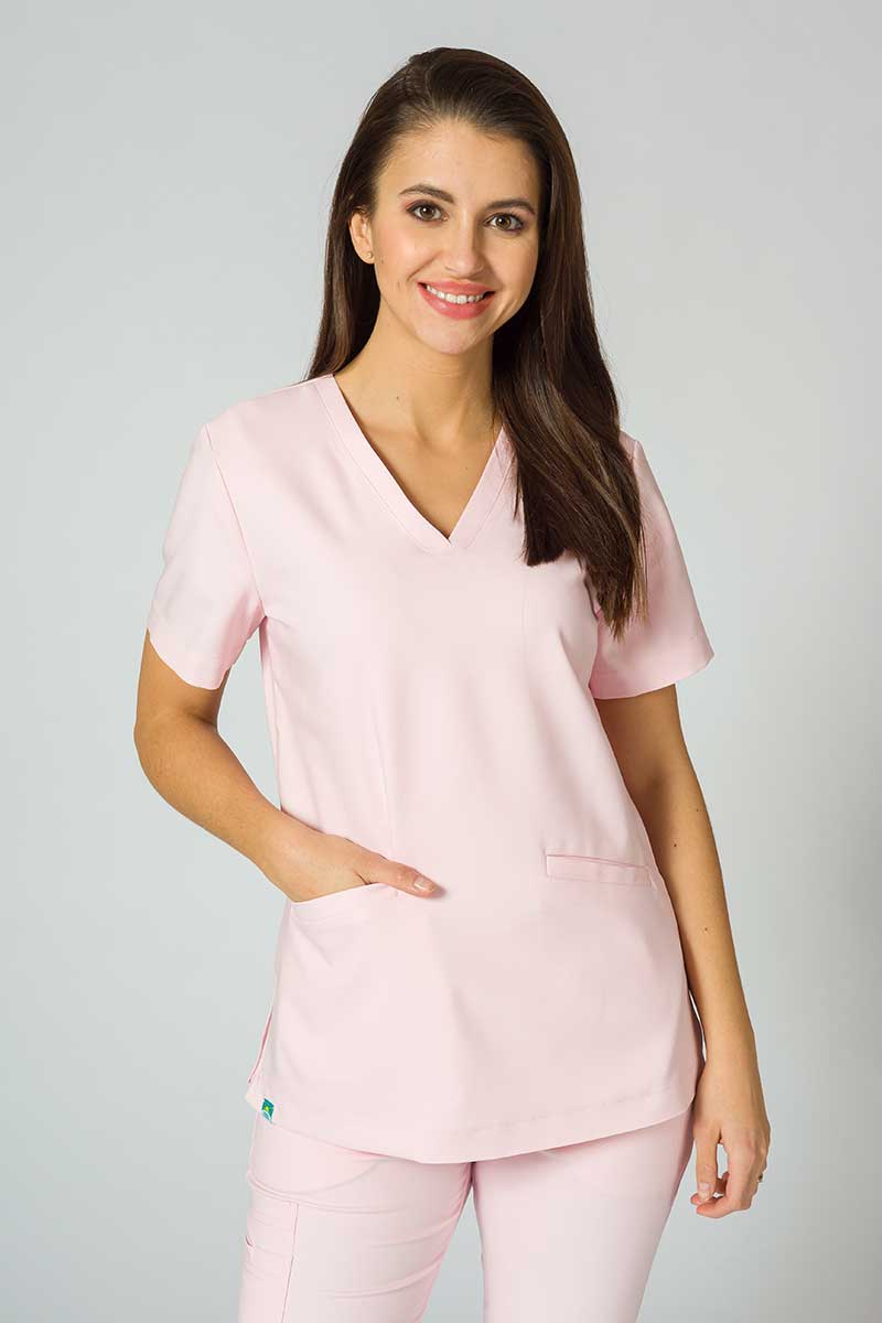 Women’s Sunrise Uniforms Premium Joy scrubs top blush pink