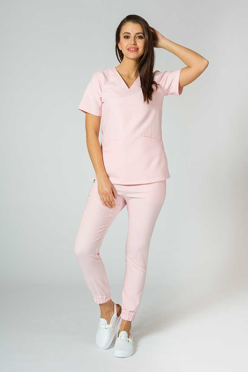 Women's Sunrise Uniforms Premium scrubs set (Joy top, Chill trousers) blush pink