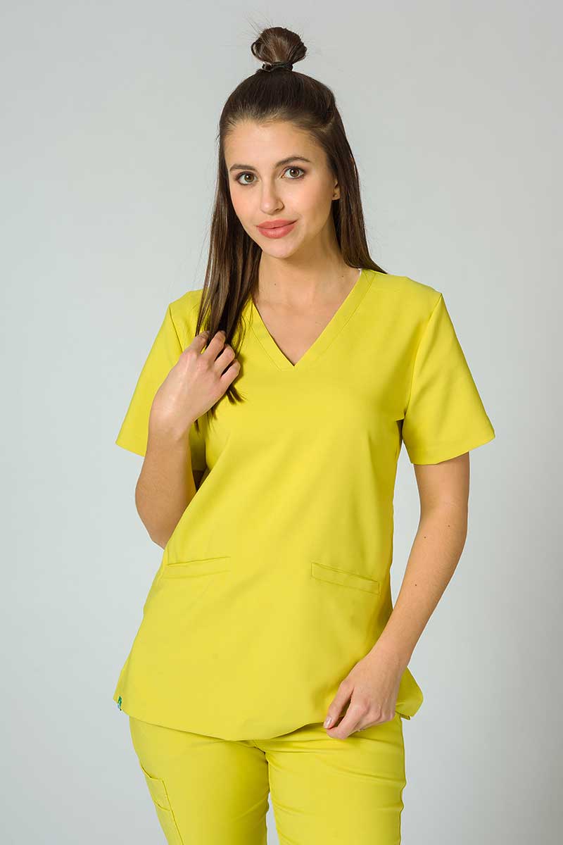 Women’s Sunrise Uniforms Premium Joy scrubs top yellow