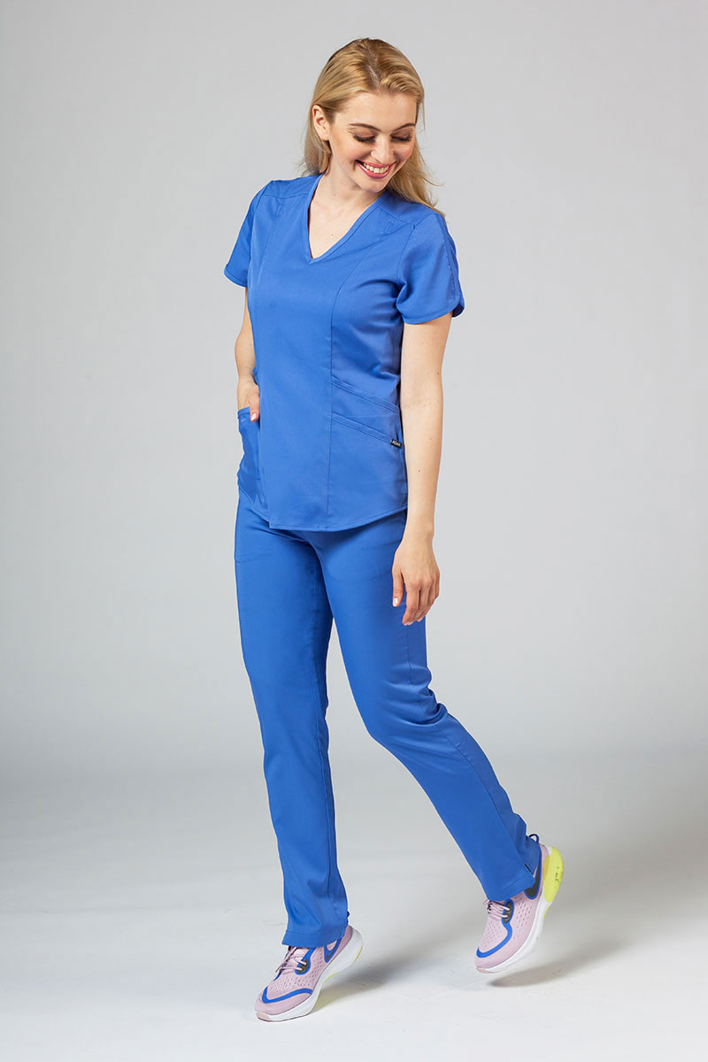 Adar Uniforms Yoga scrubs set (with Modern top – elastic) ceil blue