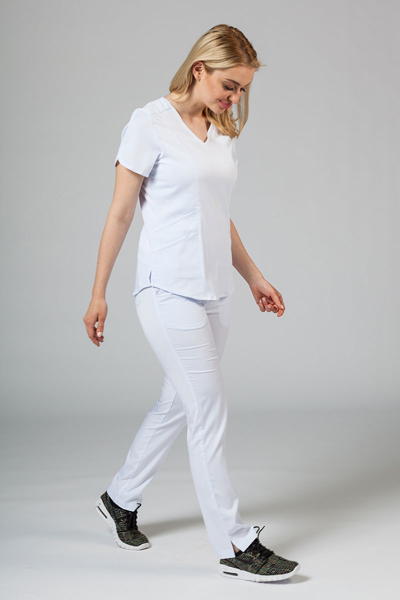 Adar Uniforms Yoga scrubs set (with Modern top – elastic) white