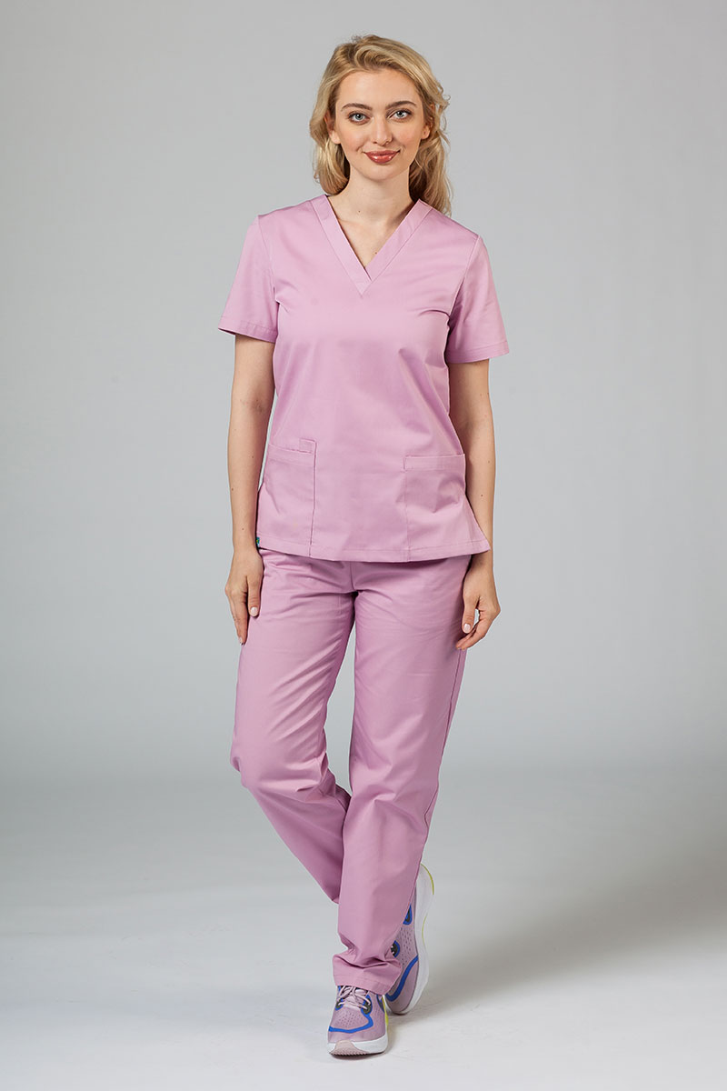 Women’s Sunrise Uniforms Basic Classic scrubs set (Light top, Regular trousers) lilac