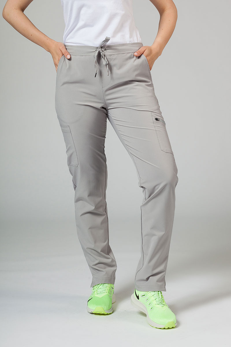 Women’s Adar Uniforms Skinny Leg Cargo scrub trousers silver gray
