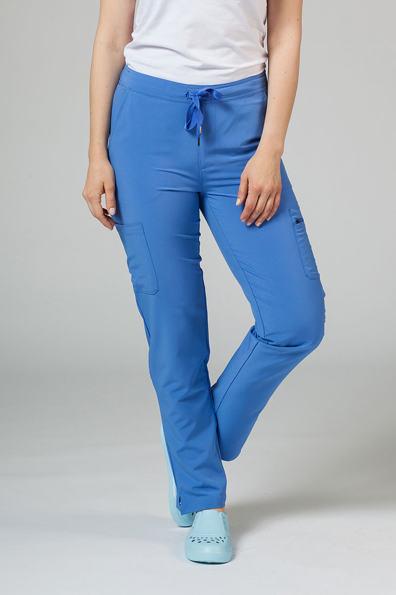 Women’s Adar Uniforms Skinny Leg Cargo scrub trousers ceil blue