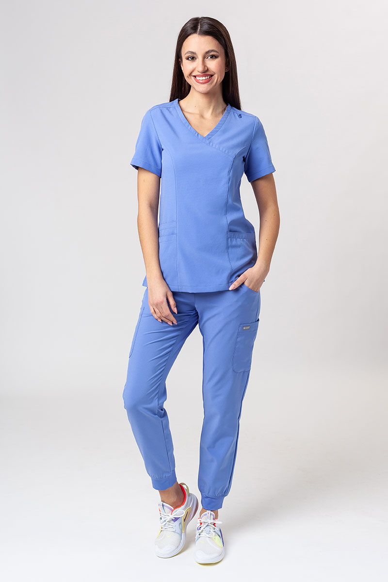 Women's Maevn Momentum scrubs set (Asymetric top, Jogger trousers) ceil blue