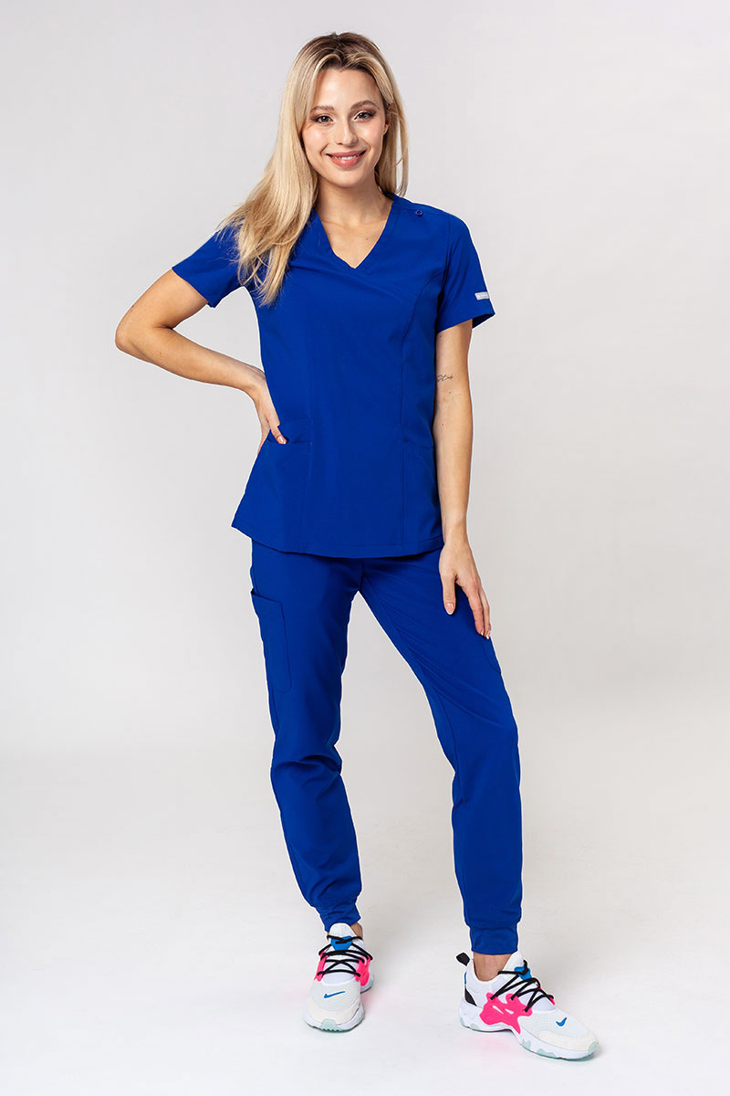 Women's Maevn Momentum scrubs set (Asymetric top, Jogger trousers) galaxy blue