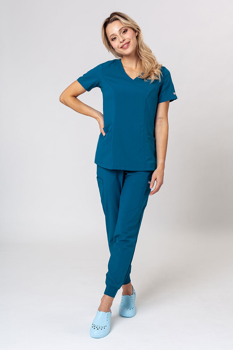 Women's Maevn Momentum scrubs set (Asymetric top, Jogger trousers) caraibbean blue