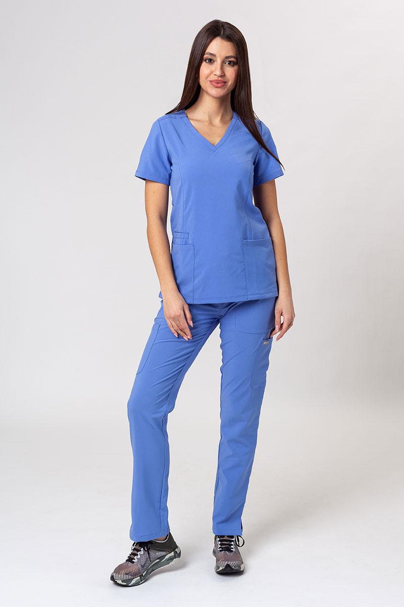Women's Maevn Momentum scrubs set (Double V-neck top, 6-pocket trousers) ceil blue