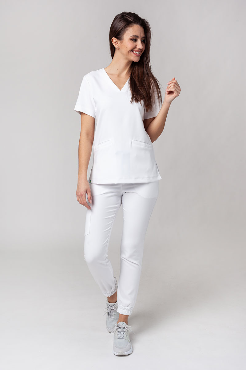 Women's Sunrise Uniforms Premium scrubs set (Joy top, Chill trousers) white