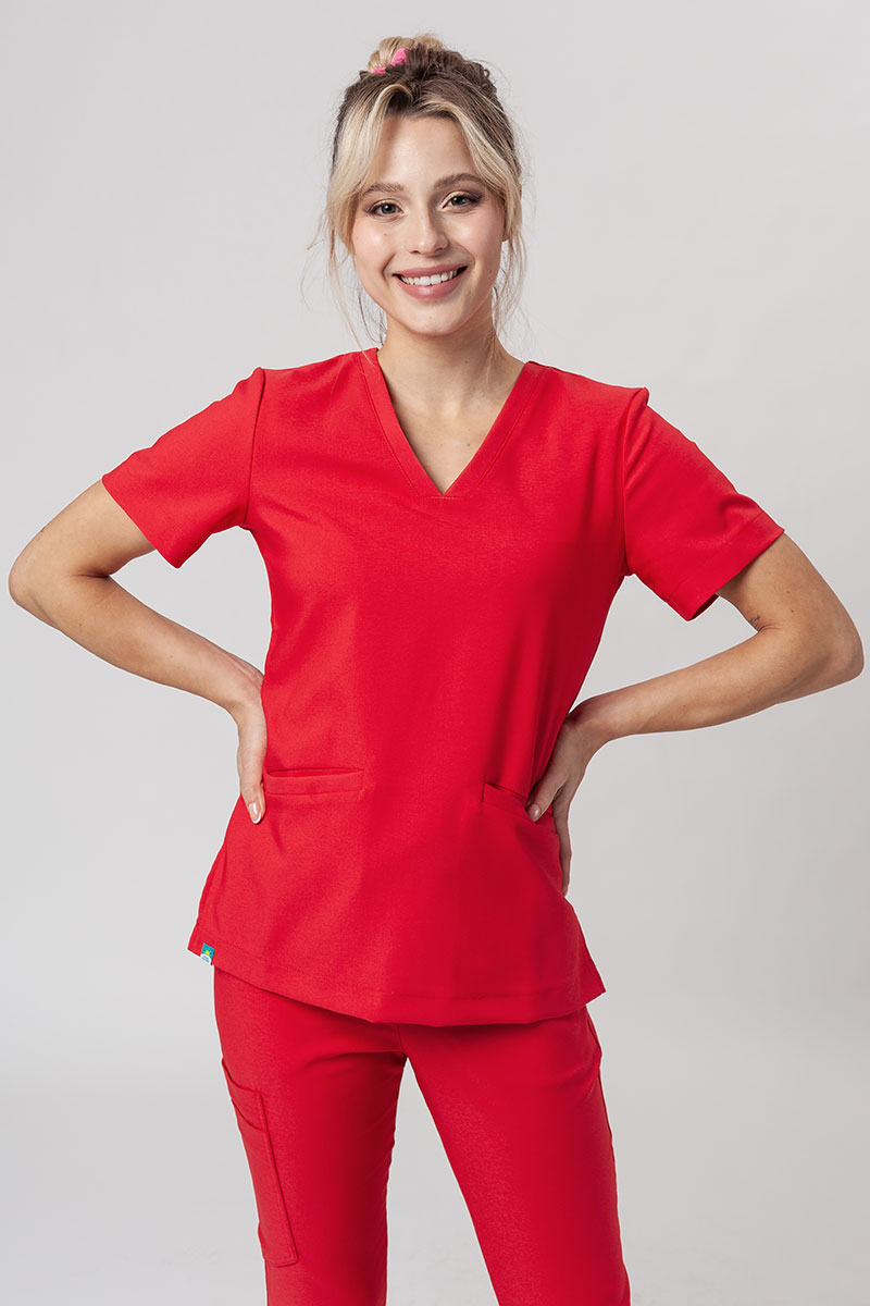 Women’s Sunrise Uniforms Premium Joy scrubs top red