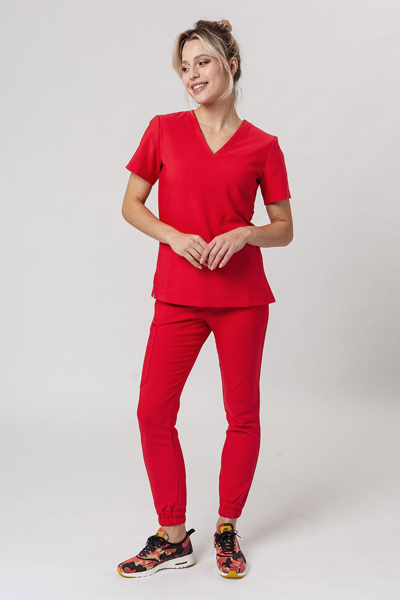 Women's Sunrise Uniforms Premium scrubs set (Joy top, Chill trousers) red