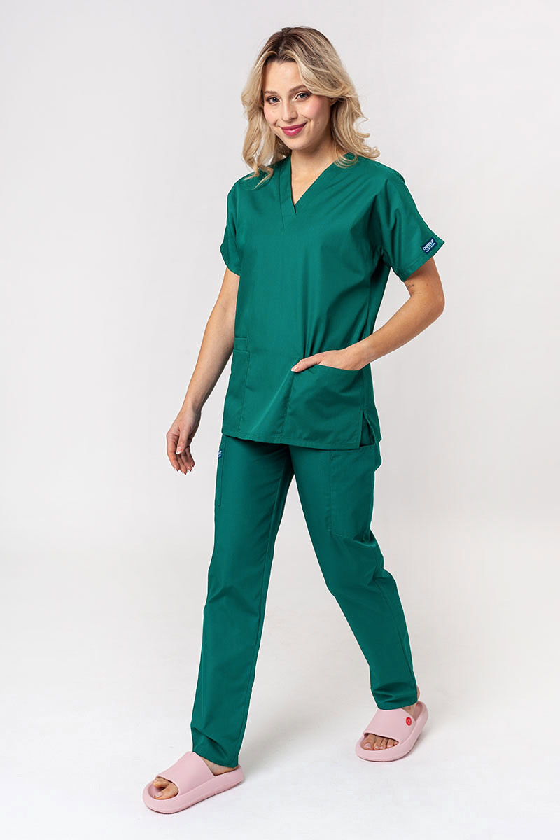 Women's Cherokee Originals scrubs set (V-neck top, N.Rise trousers) hunter green