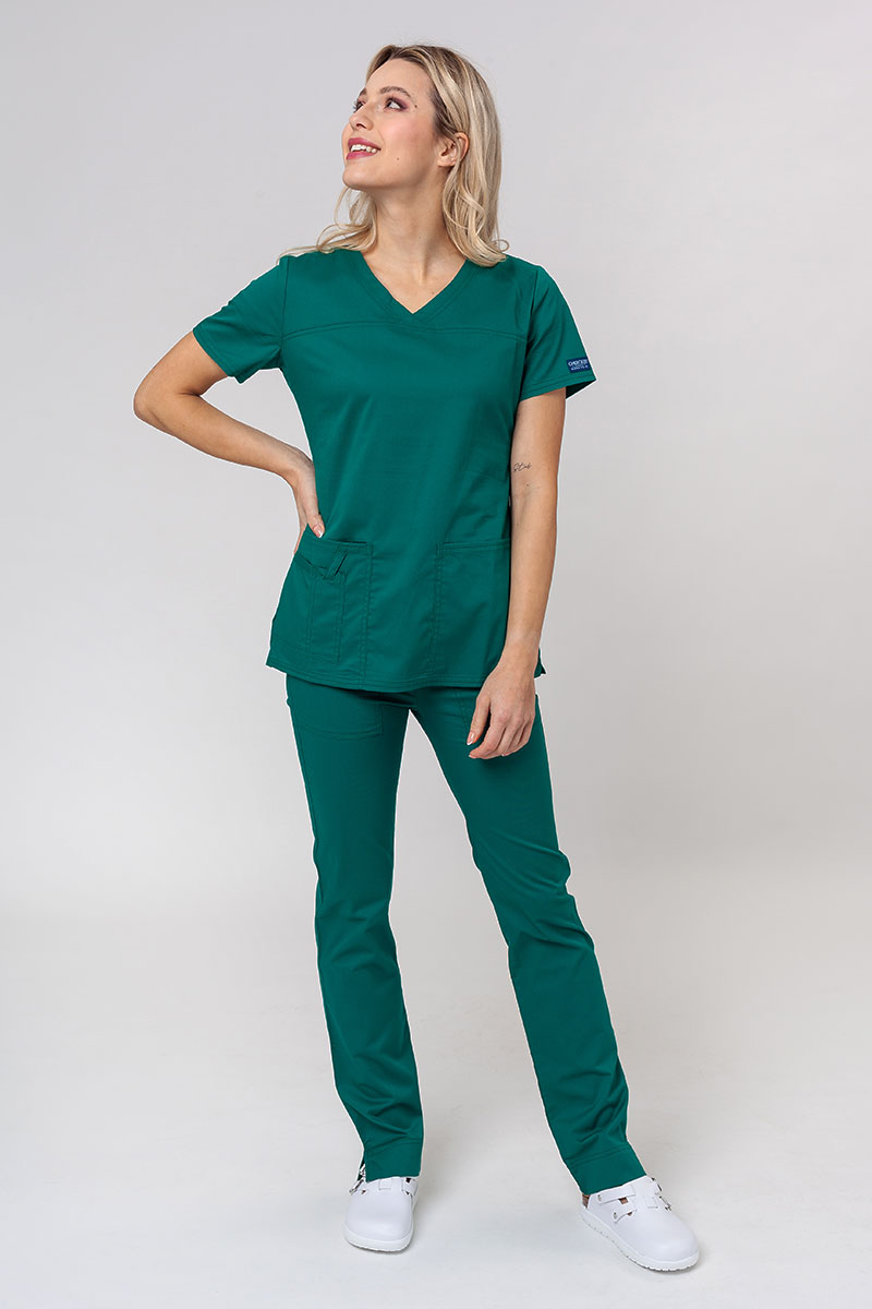 Women's Cherokee Core Stretch scrubs set (Core top, Mid Rise trousers) hunter green