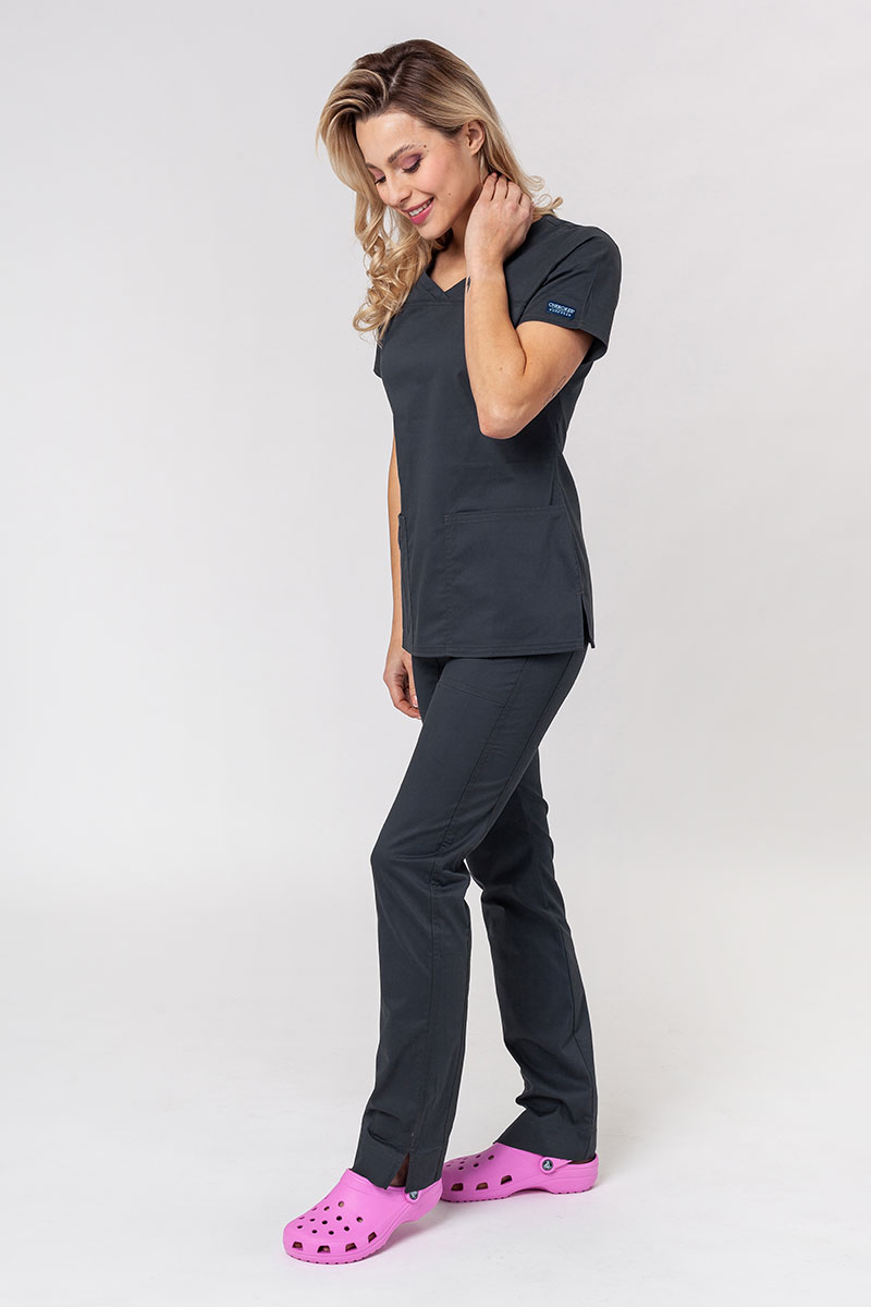Women's Cherokee Core Stretch scrubs set (Core top, Mid Rise trousers) pewter
