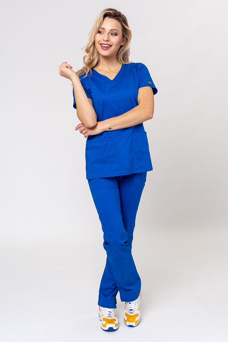 Women's Cherokee Core Stretch scrubs set (Core top, Mid Rise trousers) royal blue
