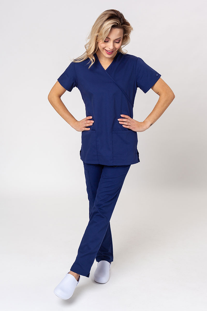Women's Dickies EDS Signature Wrap scrubs set (Mock top, Pull-on trousers) true navy