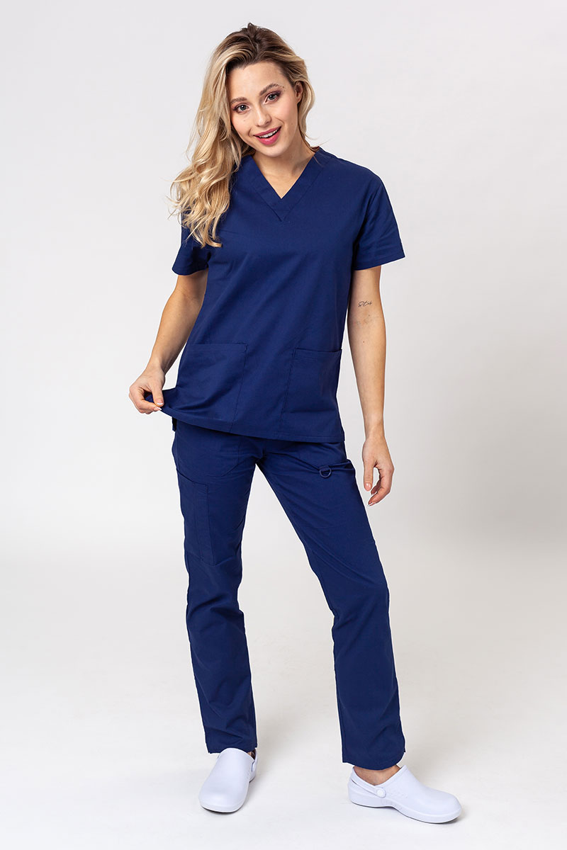 Women's Dickies EDS Signature Modern scrubs set (V-neck top, Pull-on trousers) true navy