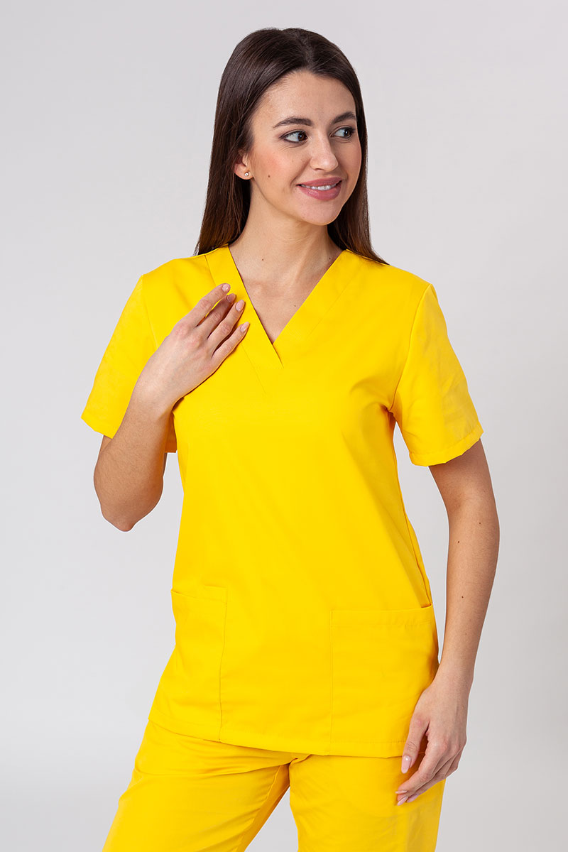 Women's Sunrise Uniforms Basic Light scrub top yellow