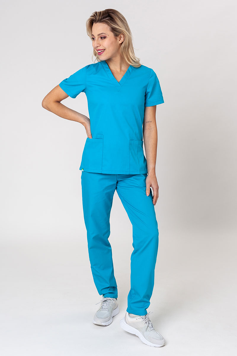 Women’s Sunrise Uniforms Basic Classic scrubs set (Light top, Regular trousers) turquoise
