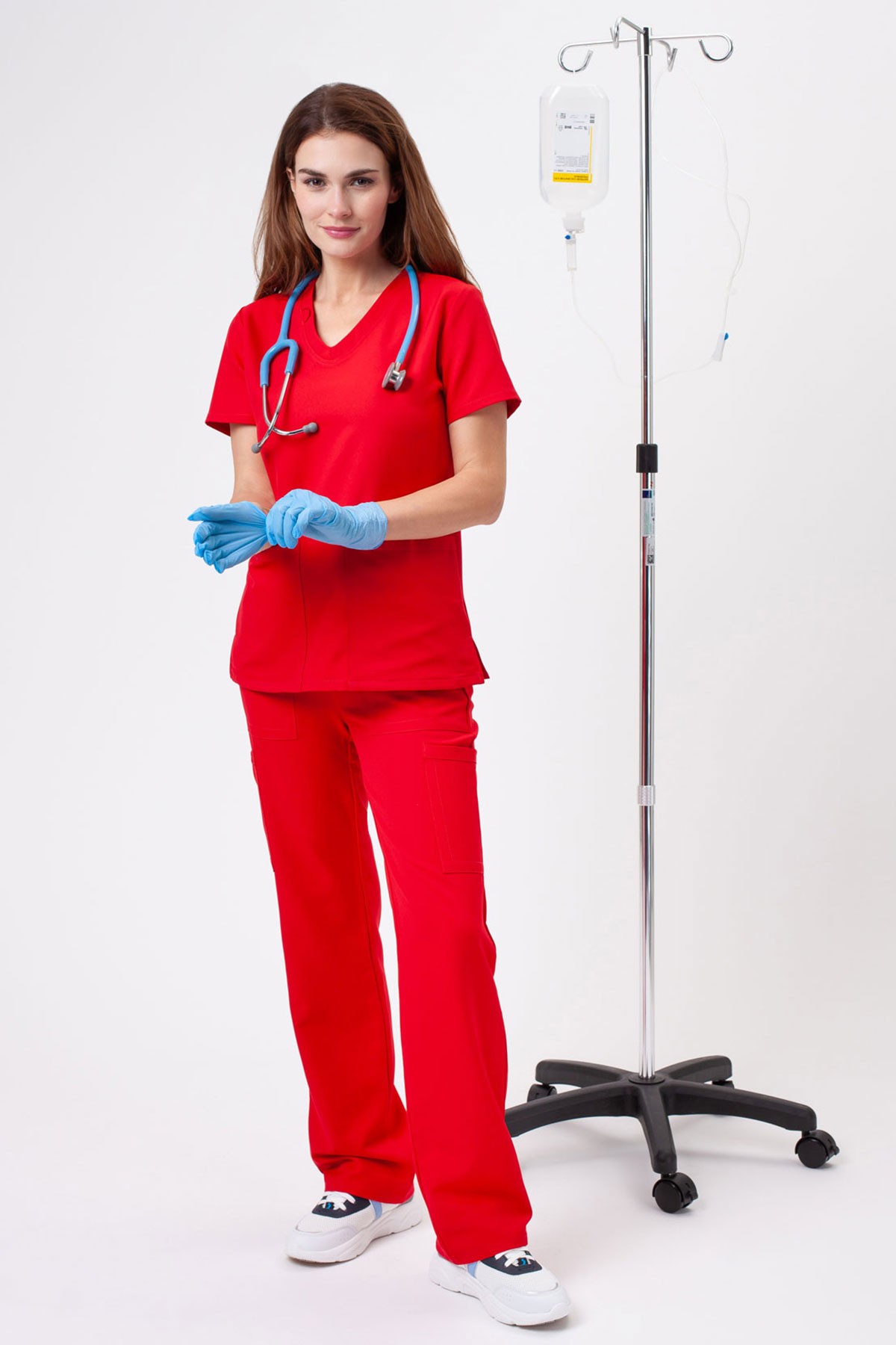 Women's Cherokee Ultra V-neck scrubs set red