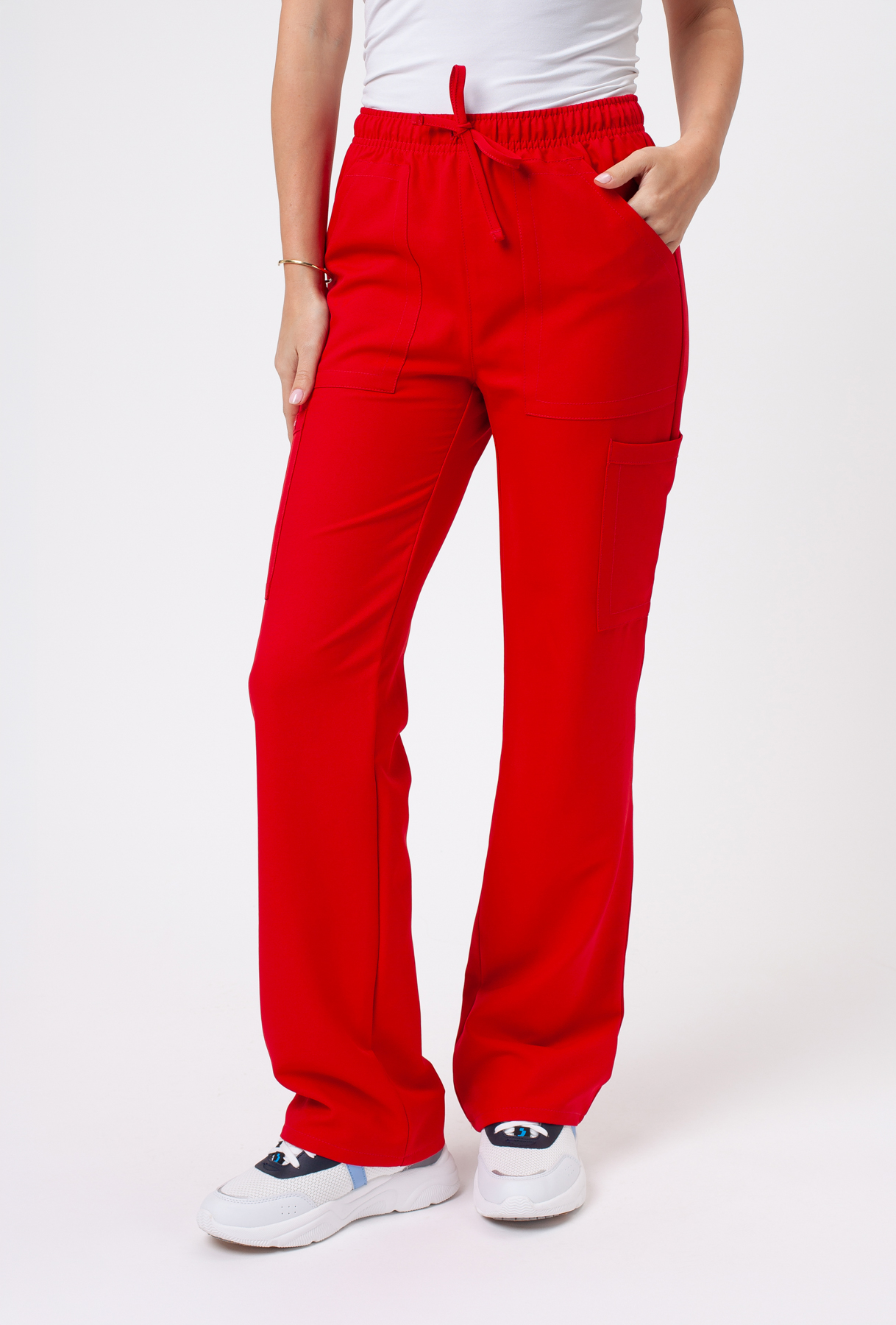 Women's Cherokee Ultra Cargo scrub trousers red
