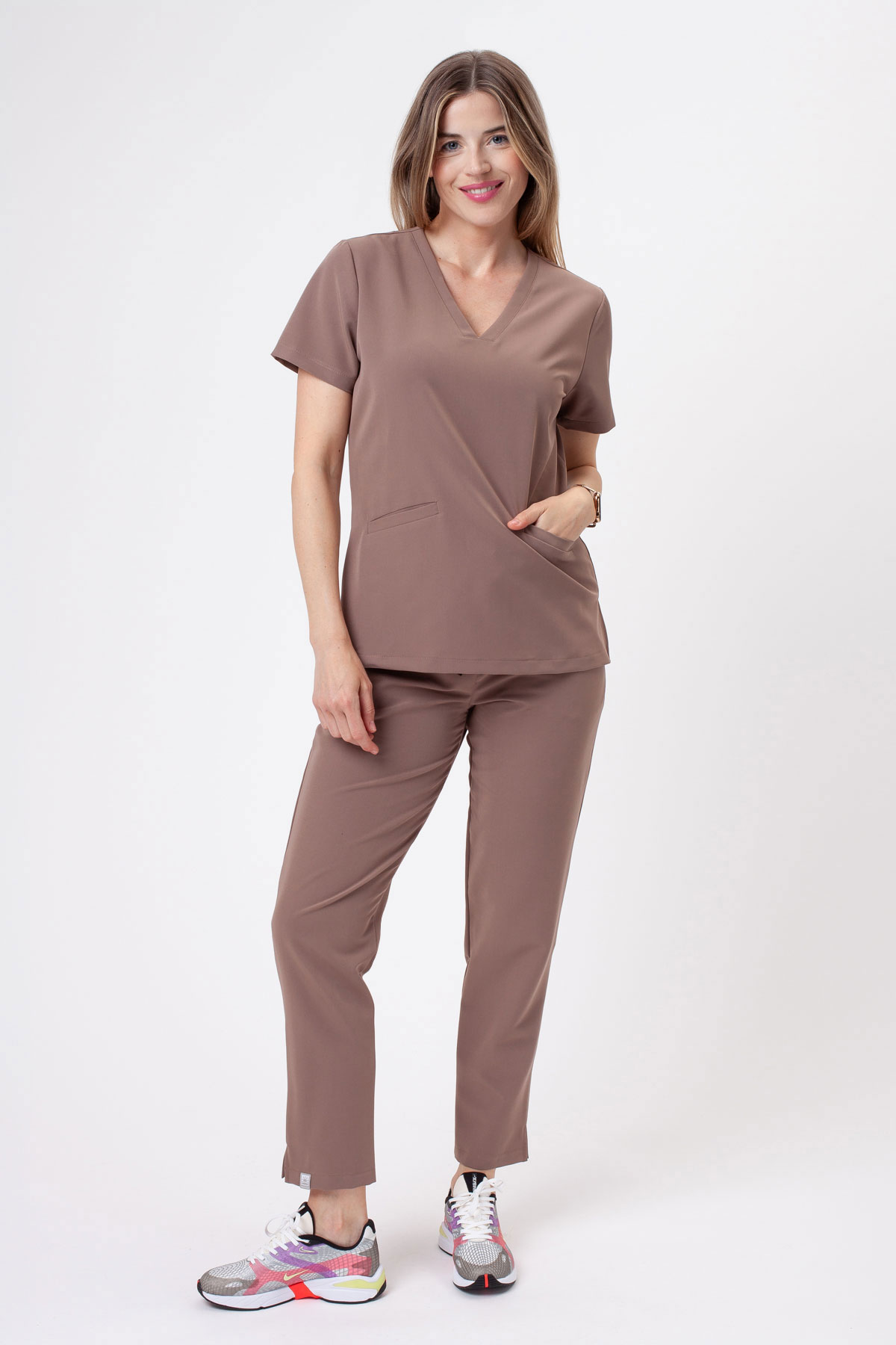 Women's Sunrise Uniforms Premium Pride scrubs set cappuccino