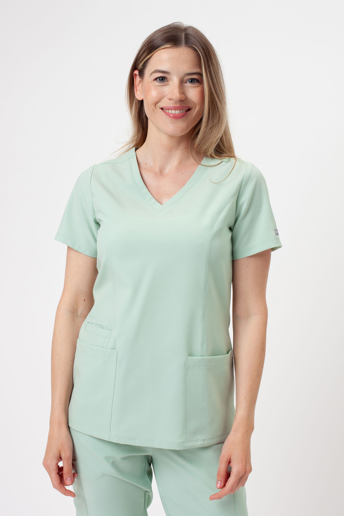 Women’s Maevn Momentum Double V-Neck scrub top honeydew