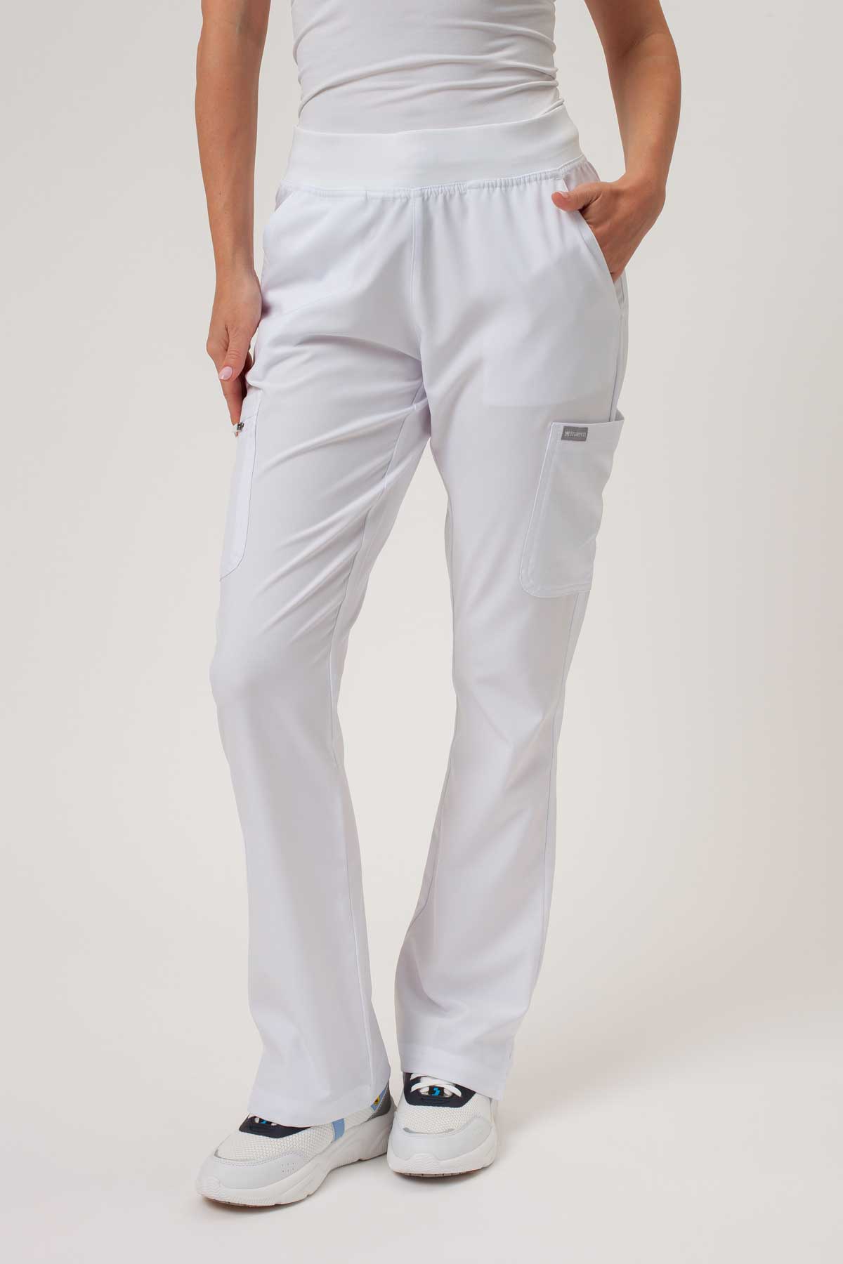 Women's Maevn Momentum Flare Leg scrub trousers white