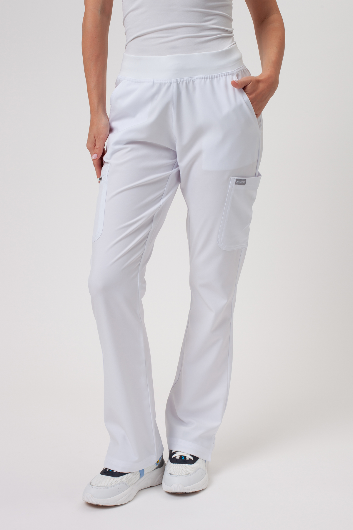 Women's Maevn Momentum Flare Leg scrub trousers white