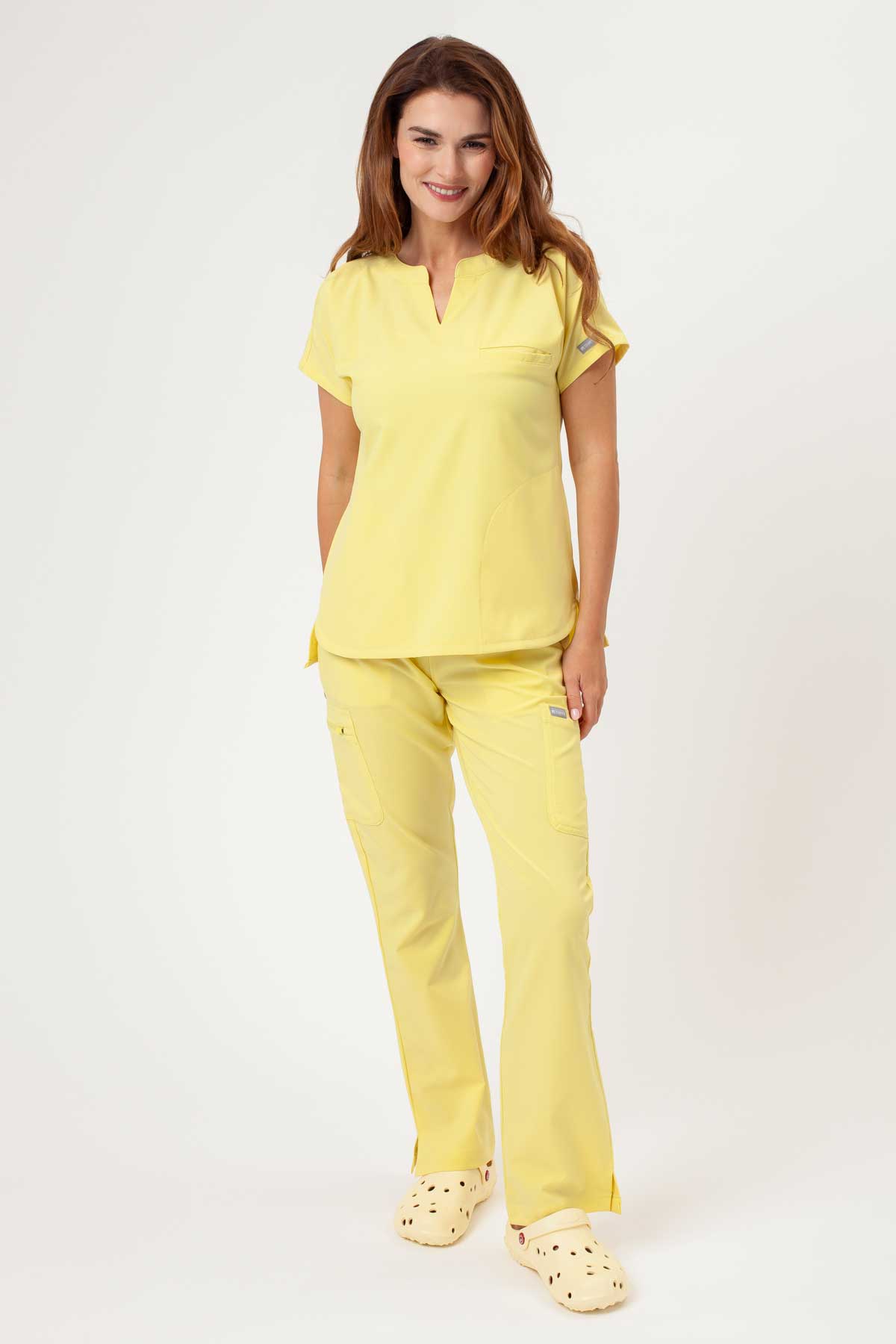 Women's Maevn Momentum Flare scrubs set lemon drop